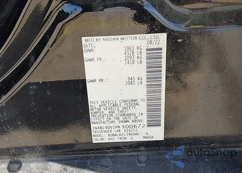 2023 Nissan Altima Sv Fwd z USA, uszkodzony, nr VIN 1N4BL4DV2PN300672